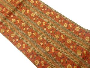 縞に花唐草模様織出し名古屋帯